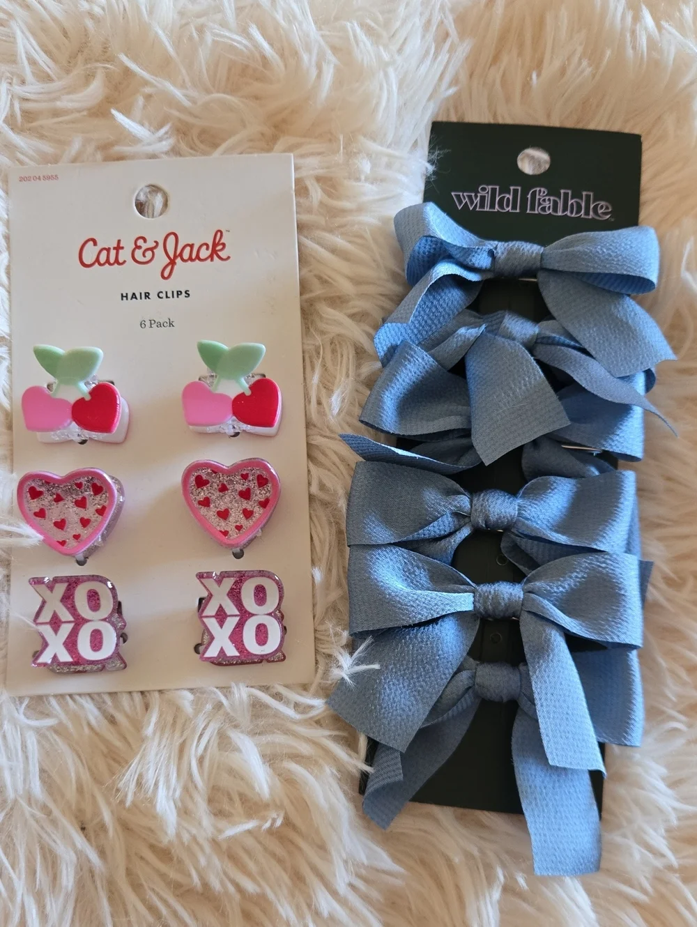 NEW Cat & Jack and wild fable Kids Hair Clips - Pink Hearts & Blue Bows
